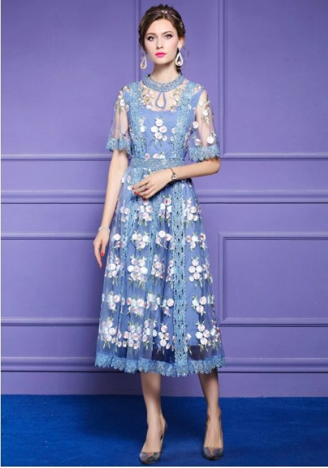 40-Talls Slim Kjole Blå