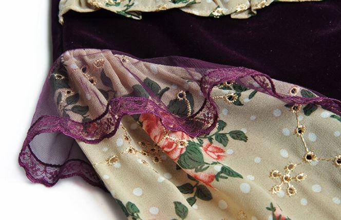 Floral Velvet Dress Fra 40-Tallet