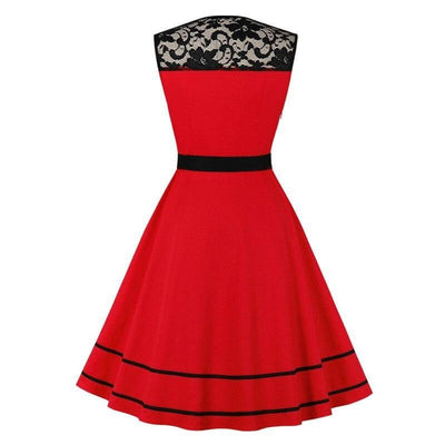 Vintage Rockabilly Rød Aftenkjole
