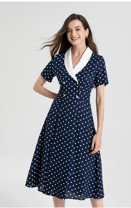 Vintage Polka Dot Rett Kjole