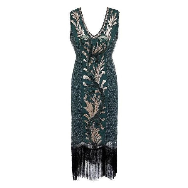 Grønn Og Gull Gatsby Spirit Dress