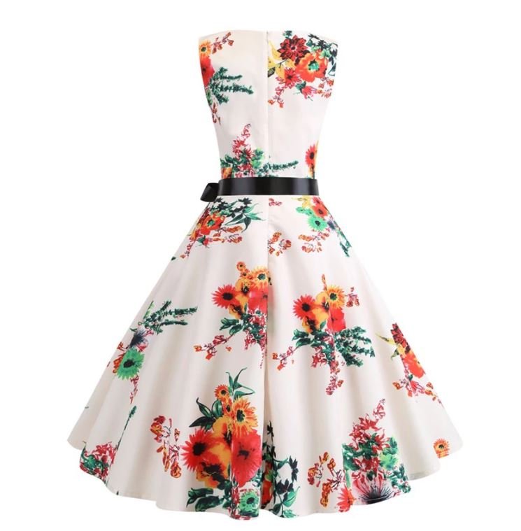 Beige Og Rosa Vintage Blusset Kjole