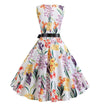 Hvit Vintage Blusset Kjole Med Varme Blomster