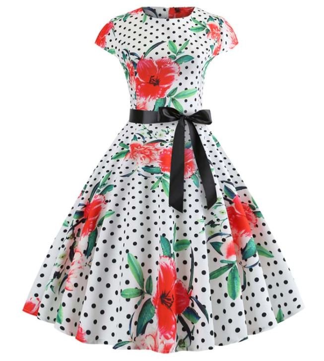 Vintage Poppies Flared Dress