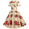 Vintage Gule Blomster Blusset Kjole