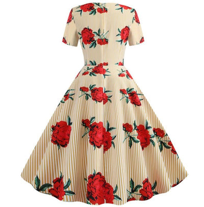 Vintage Gule Blomster Blusset Kjole