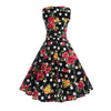 Vintage Navy Polka Dot Flowers Flared Dress