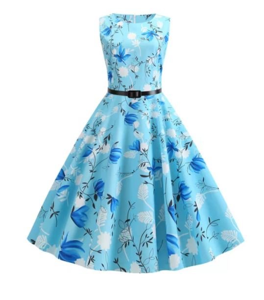 Vår Vintage Blusset Kjole