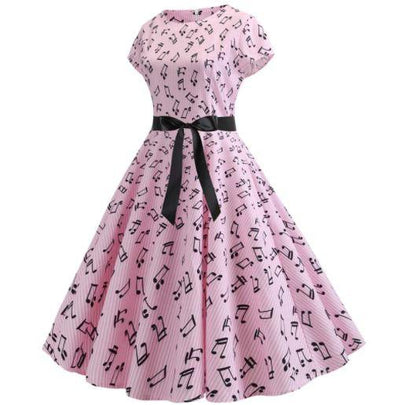 Vintage Blusset Kjole Rosa Musikk