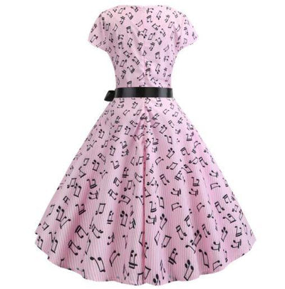 Vintage Blusset Kjole Rosa Musikk