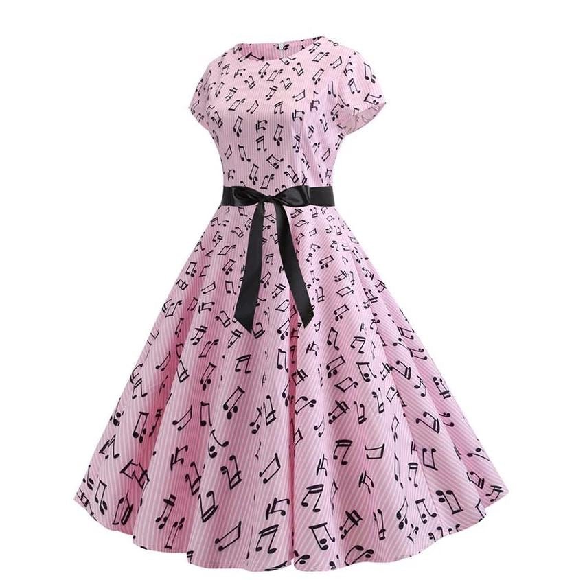 Vår Vintage Rosa Blusset Kjole