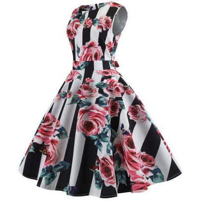 Vintage Roses Flared Dress