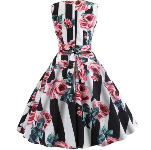 Vintage Roses Flared Dress