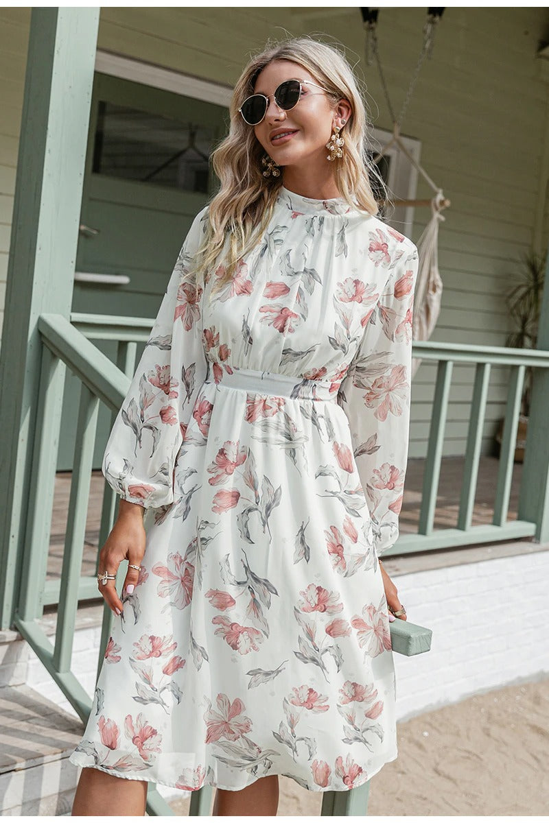 Vintage Rosa Blomsterkjole