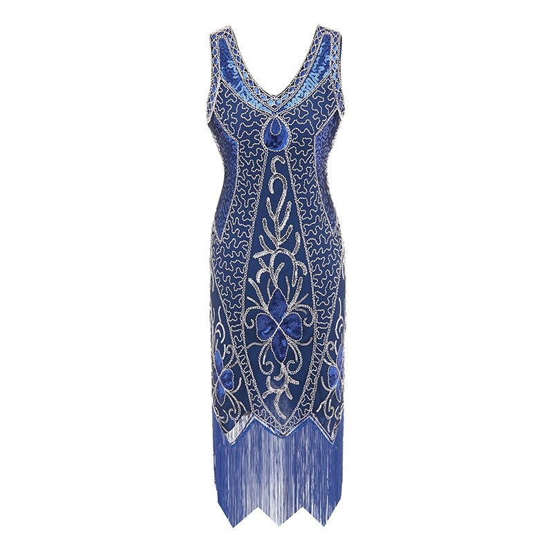 Gatsby-Kjole - Charleston Blue