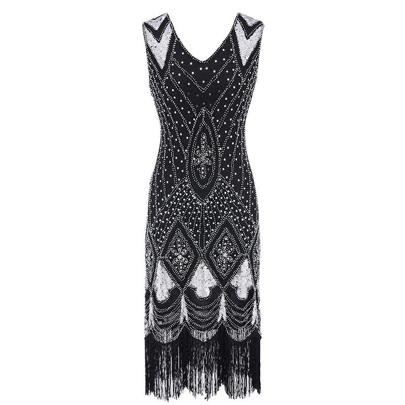 Gatsby Chic Dress Black Silver