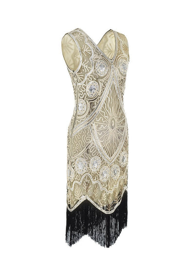 Beige Kort Gatsby-Kjole