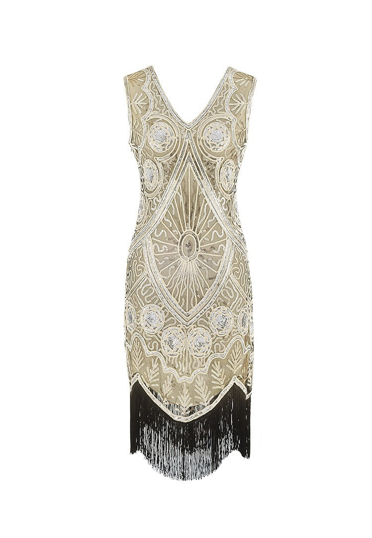 Beige Kort Gatsby-Kjole
