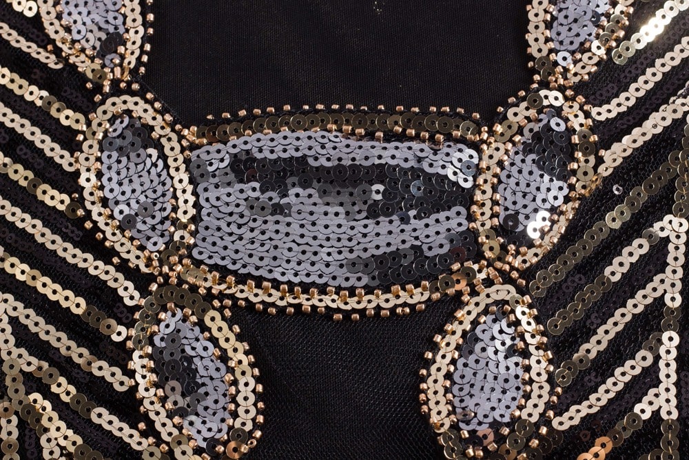 Sort Og Gull Kort Gatsby-Kjole