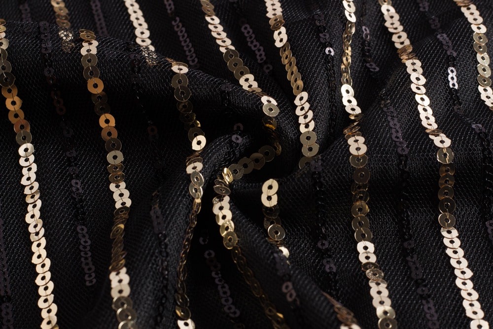 Sort Og Gull Kort Gatsby-Kjole