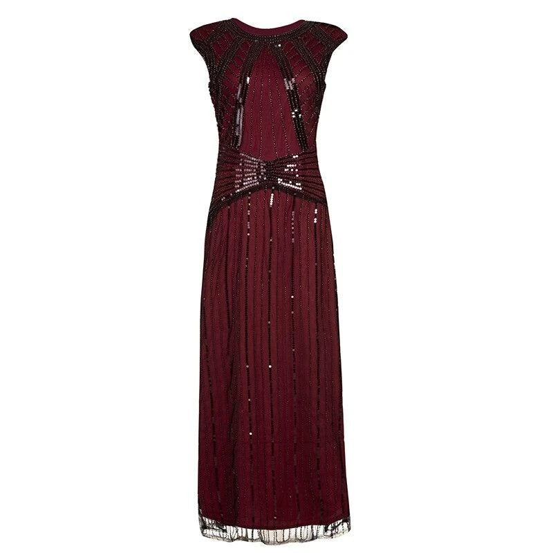 Burgund Lang Gatsby-Kjole