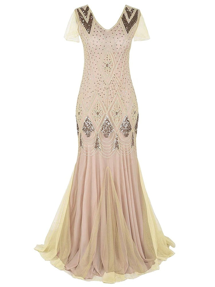 Elfenben Haute Couture Lang Gatsby-Kjole