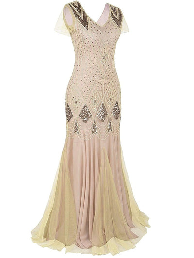 Elfenben Haute Couture Lang Gatsby-Kjole