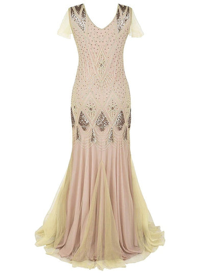 Elfenben Haute Couture Lang Gatsby-Kjole