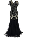 Sort Og Gull Lang Haute Couture Gatsby-Kjole