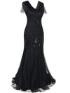 Lang Svart Haute Couture Gatsby-Kjole
