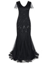 Lang Svart Haute Couture Gatsby-Kjole