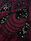 Burgund Og Svart Haute Couture Lang Gatsby-Kjole