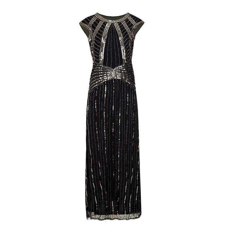 Lang Svart Gatsby-Kjole