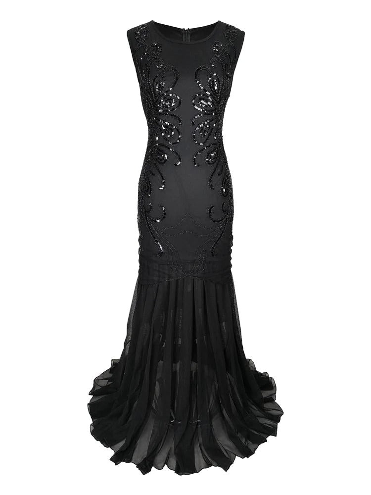 Lang Gatsby-Kjole - Retro Chic Black