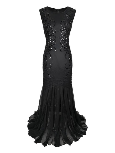 Lang Gatsby-Kjole - Retro Chic Black