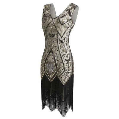 Gatsby Feather Dress Beige