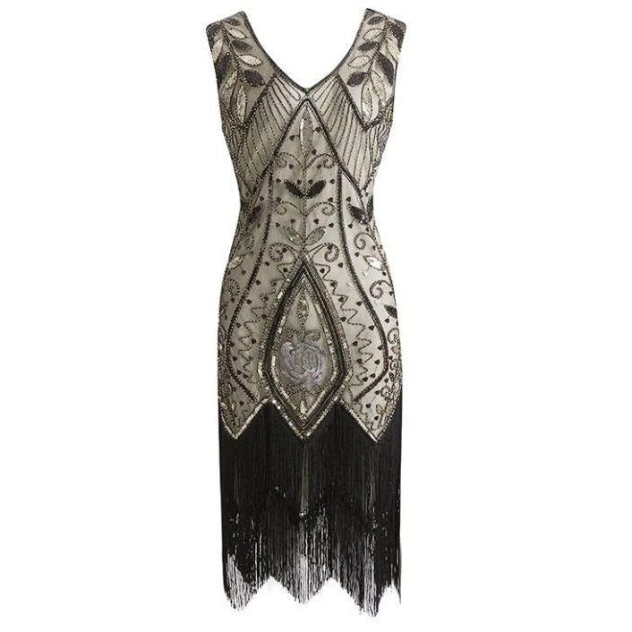 Gatsby Feather Dress Beige