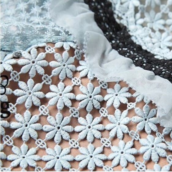 Lang Vintage Blå Volangkjole