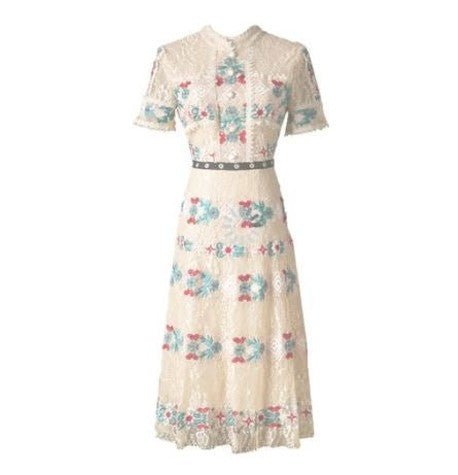 Lang Kjole Med Ruffle Vintage Champagne