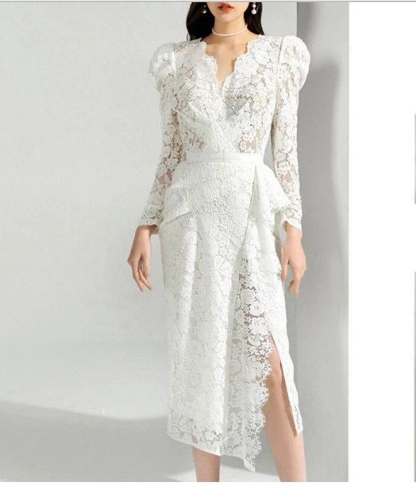 Vintage Hvit Blonde Brudekjole