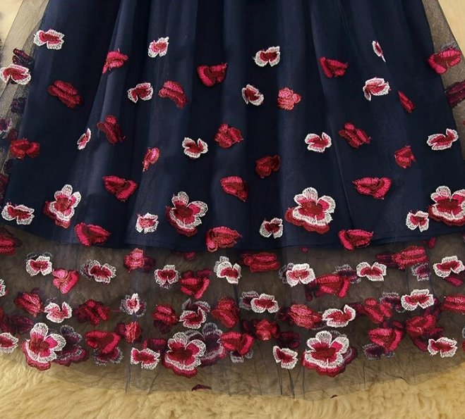 Vintage Marine Brudekjole Med Blonder