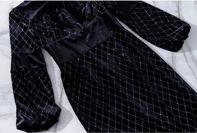 Svart Gull Vintage Kjole