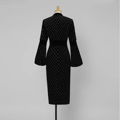 Svart Gull Vintage Kjole