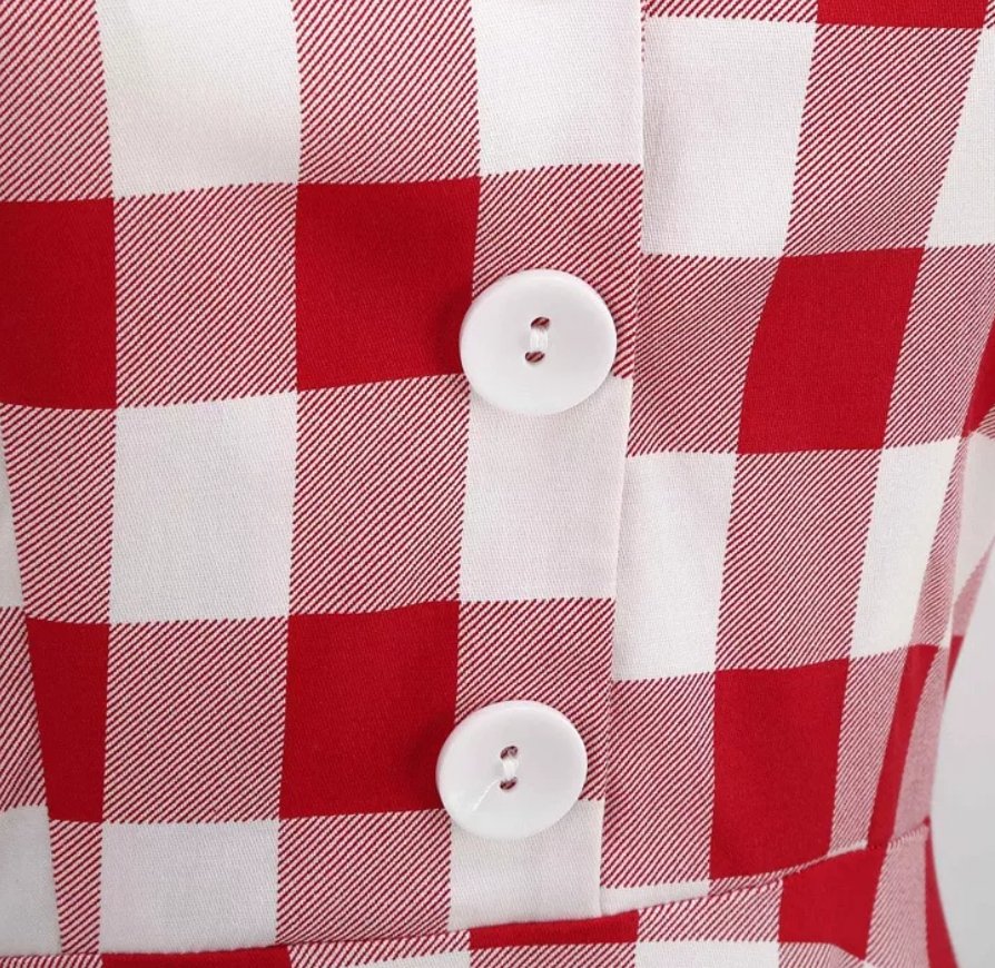 Rød 50-Talls Retro Kjole