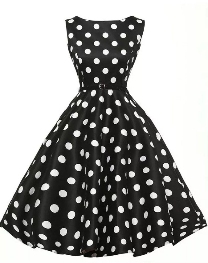 Polka Dot Retro Pin-Up Rockabilly-Kjole Fra 1950-Tallet