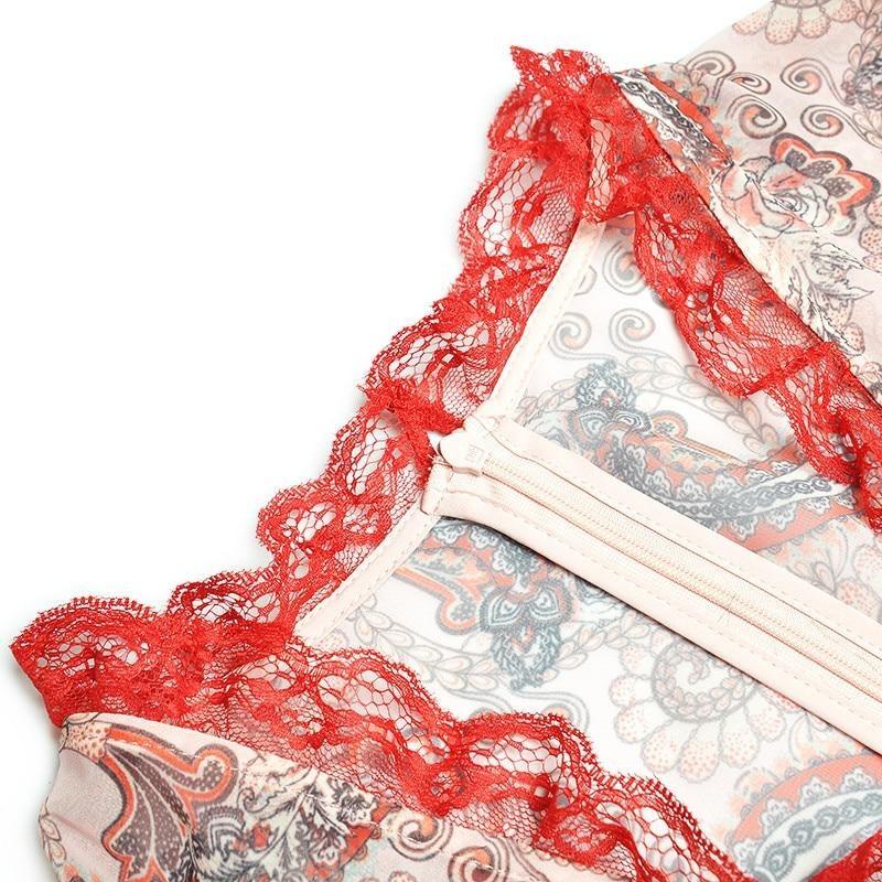 Rød Vintage Blondekjole