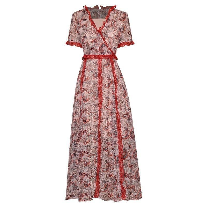 Rød Vintage Blondekjole