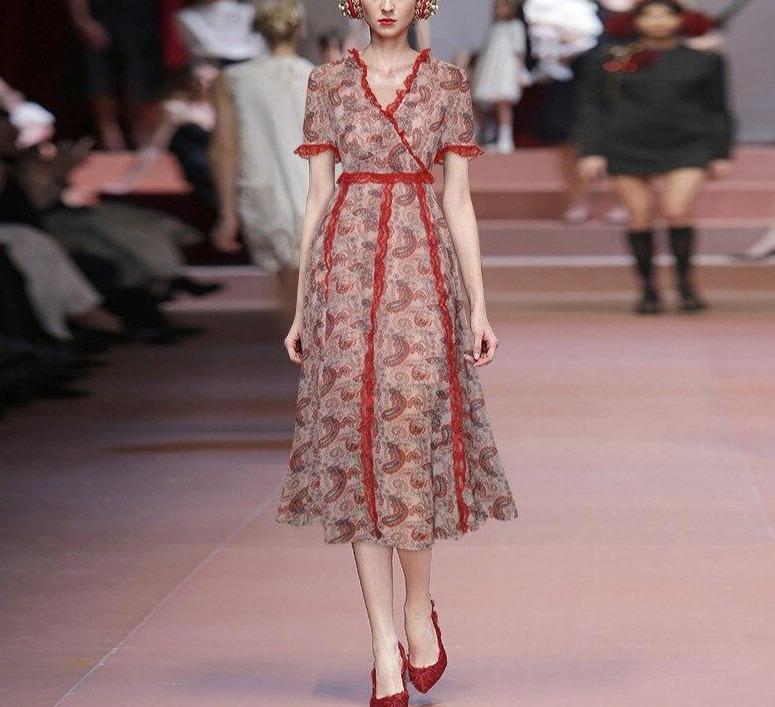 Rød Vintage Blondekjole