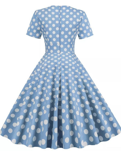 Blå Kjole I Vintagestil Fra 50-Tallet