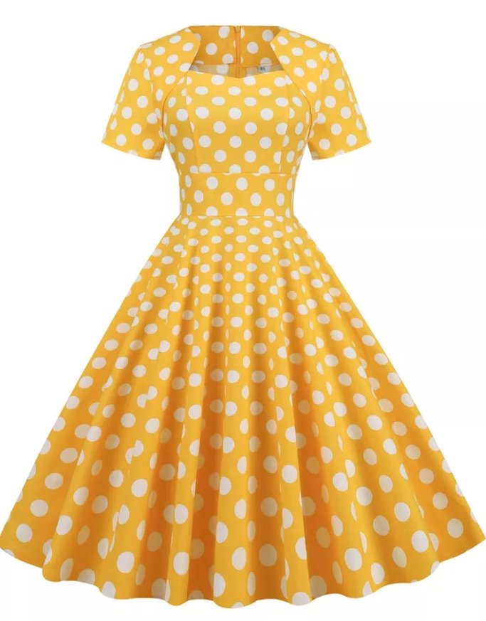 Kjole I 50-Tallsstil Vintage Nyheter Gul
